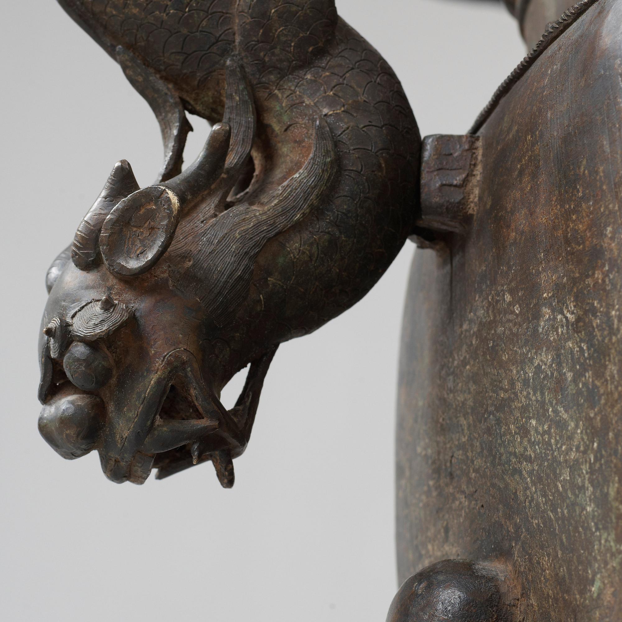 A bronz censer with Zitan stand, Qing dynasty, presumably 19th century. With character mark.