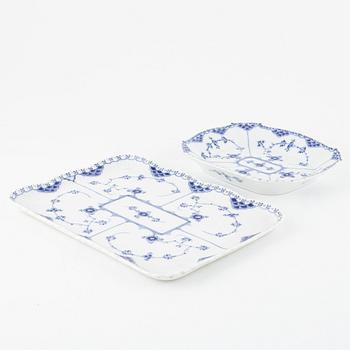 Royal Copenhagen, 76 porcelain service parts, 'Musselmalet Full Lace and Half Lace', Denmark.