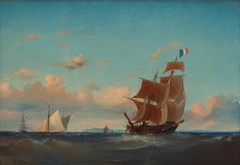 836. Arnold Plagemann, Havsmotiv med skepp.