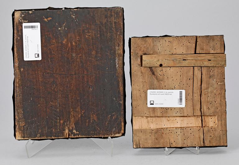 IKONER, 2 st, pannå, Ryssland och sent 1800-tal.