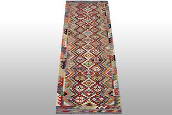 A runner carpet, Kilim, ca 388 x 85 cm.