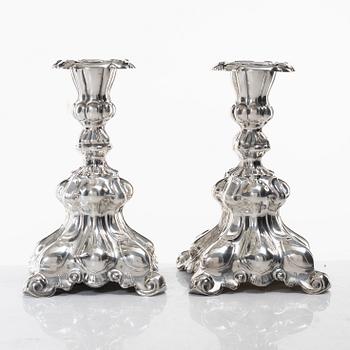 A pair of Swedish silver candelsticks, a pair of silver, mark of Tenn & Silver Ab, Gothenburg 1954.