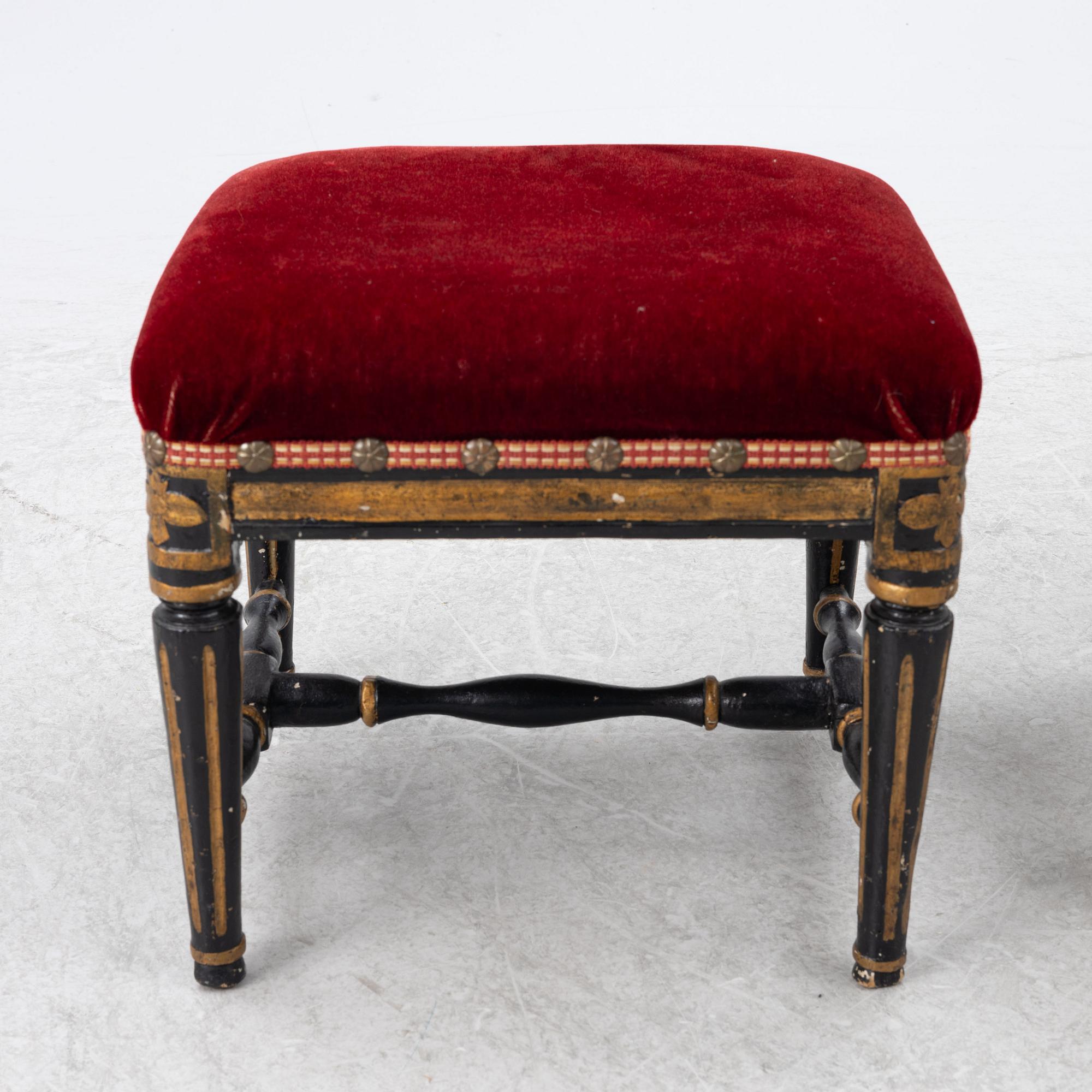 Stools, 2 pcs, Gustavian, 18th century.