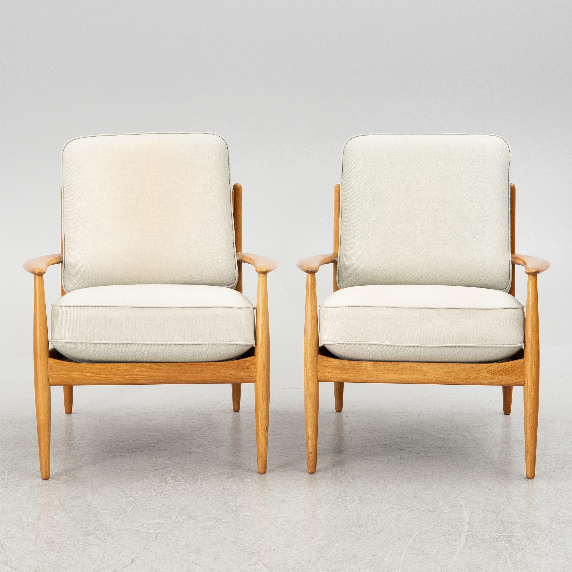 Grete Jalk, fåtöljer, ett par, France & Son, Danmark, 1960-tal.