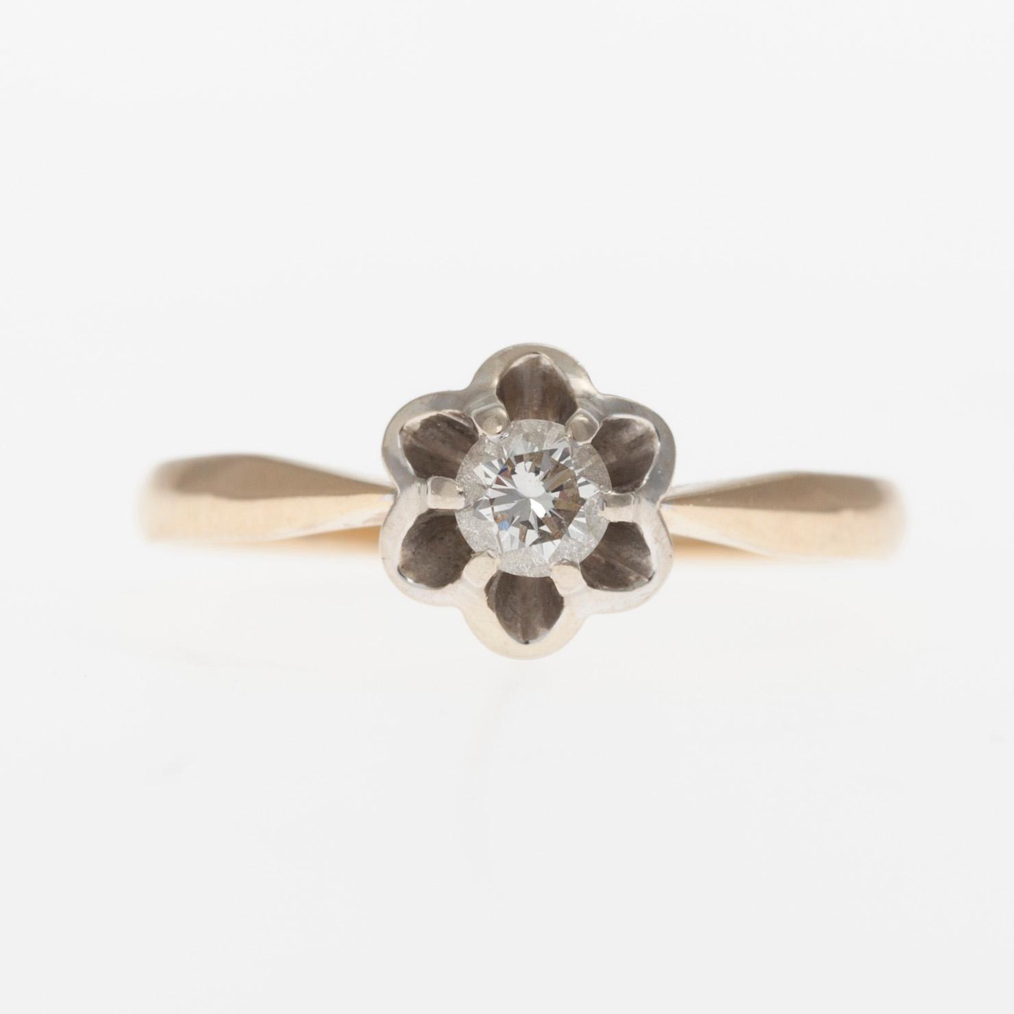 RING 18k, Finland 1981, briljant slipad diamant, ca 0,25 ct.