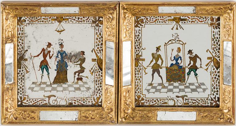 Two 20th century glass paintings.