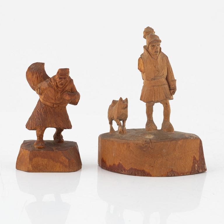 Martin Stenström, a group of six carved wood figurines.