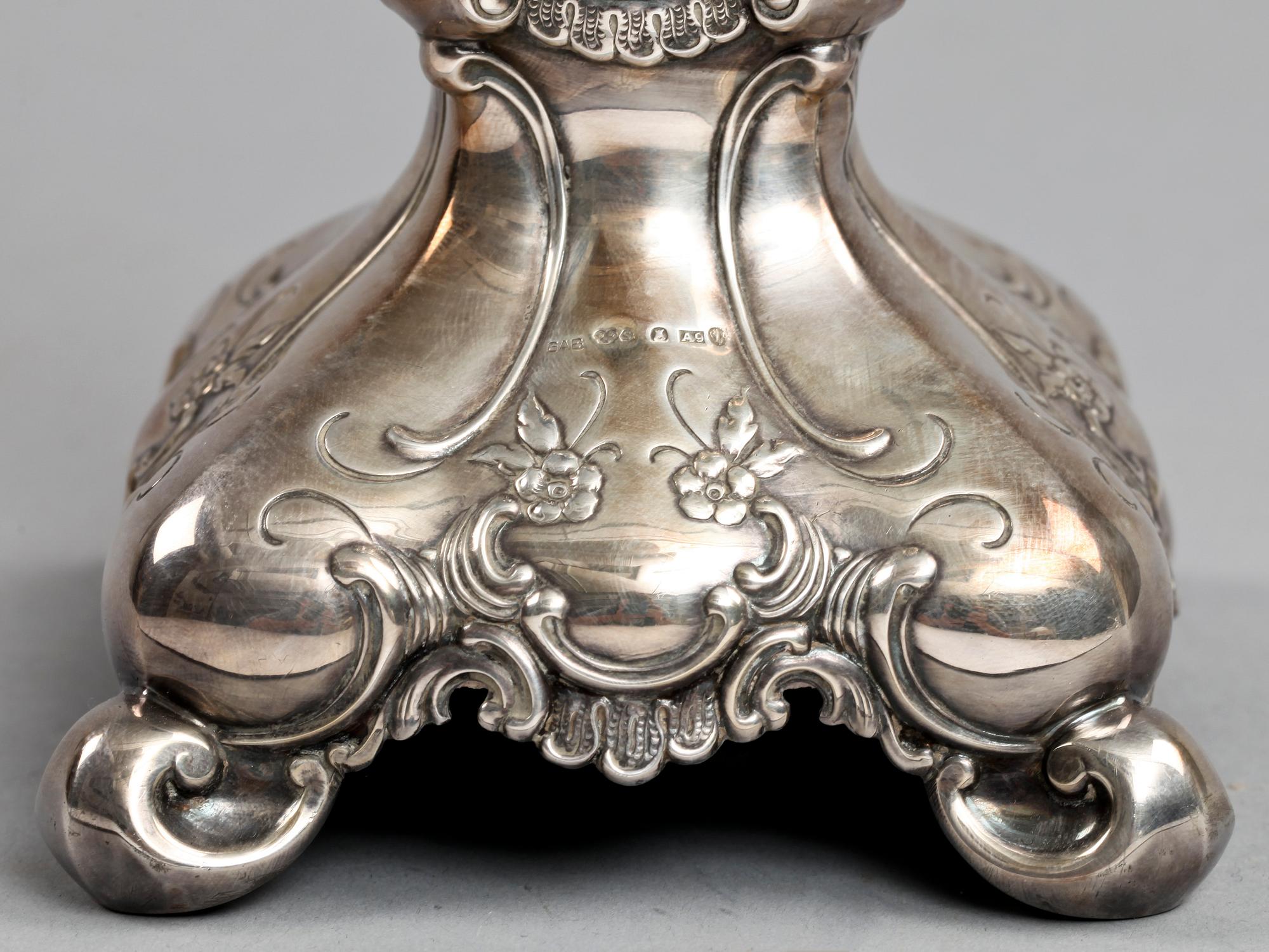 LJUSSTAKE, silver, barockstil,  GAB, Stockholm 1951.