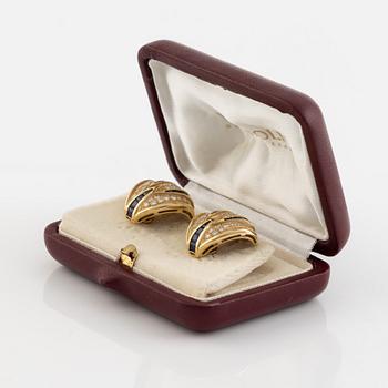 W.A. Bolin, Step cut sapphire and brilliant cut diamond earrings.