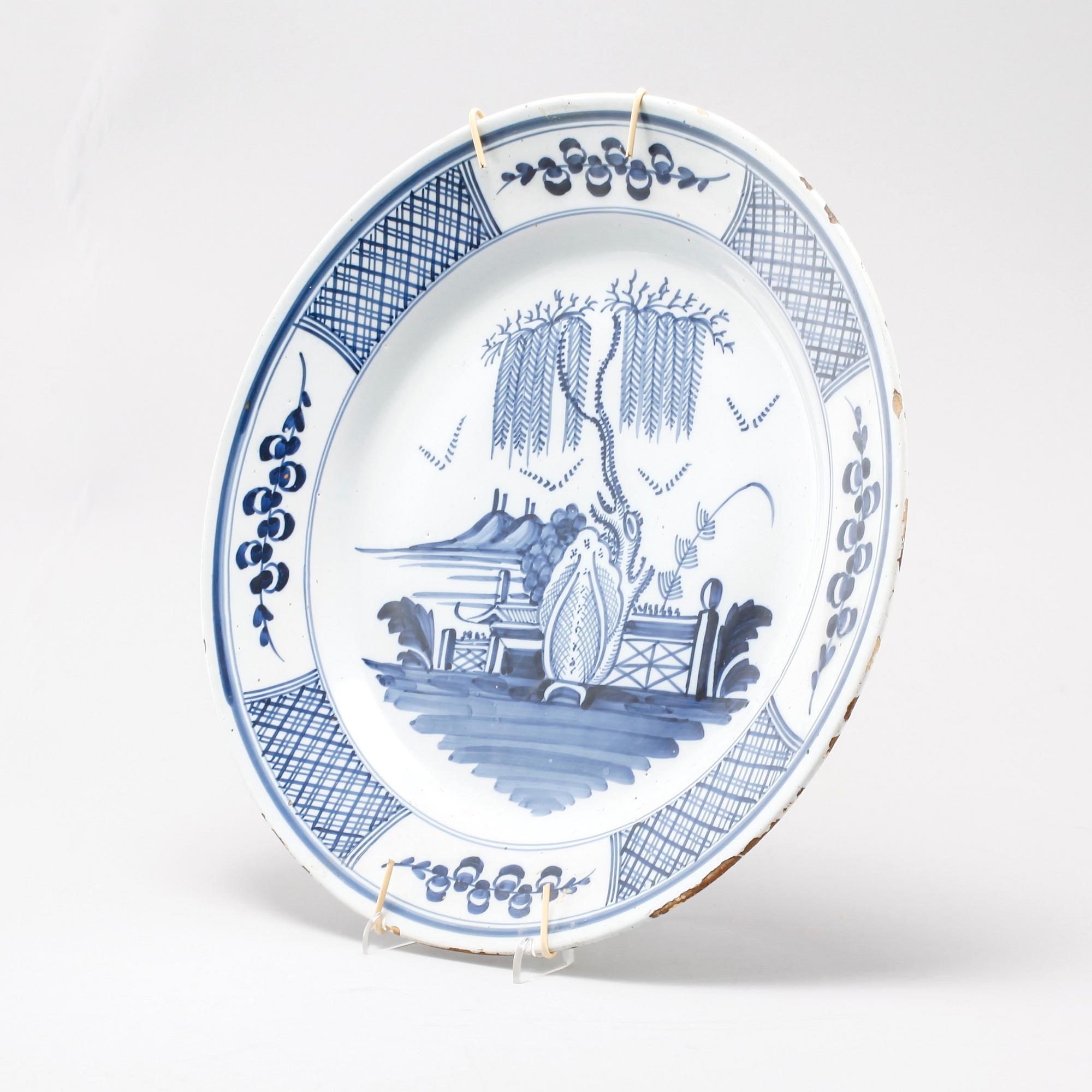 A 18th century faience dish possibly from Delft.