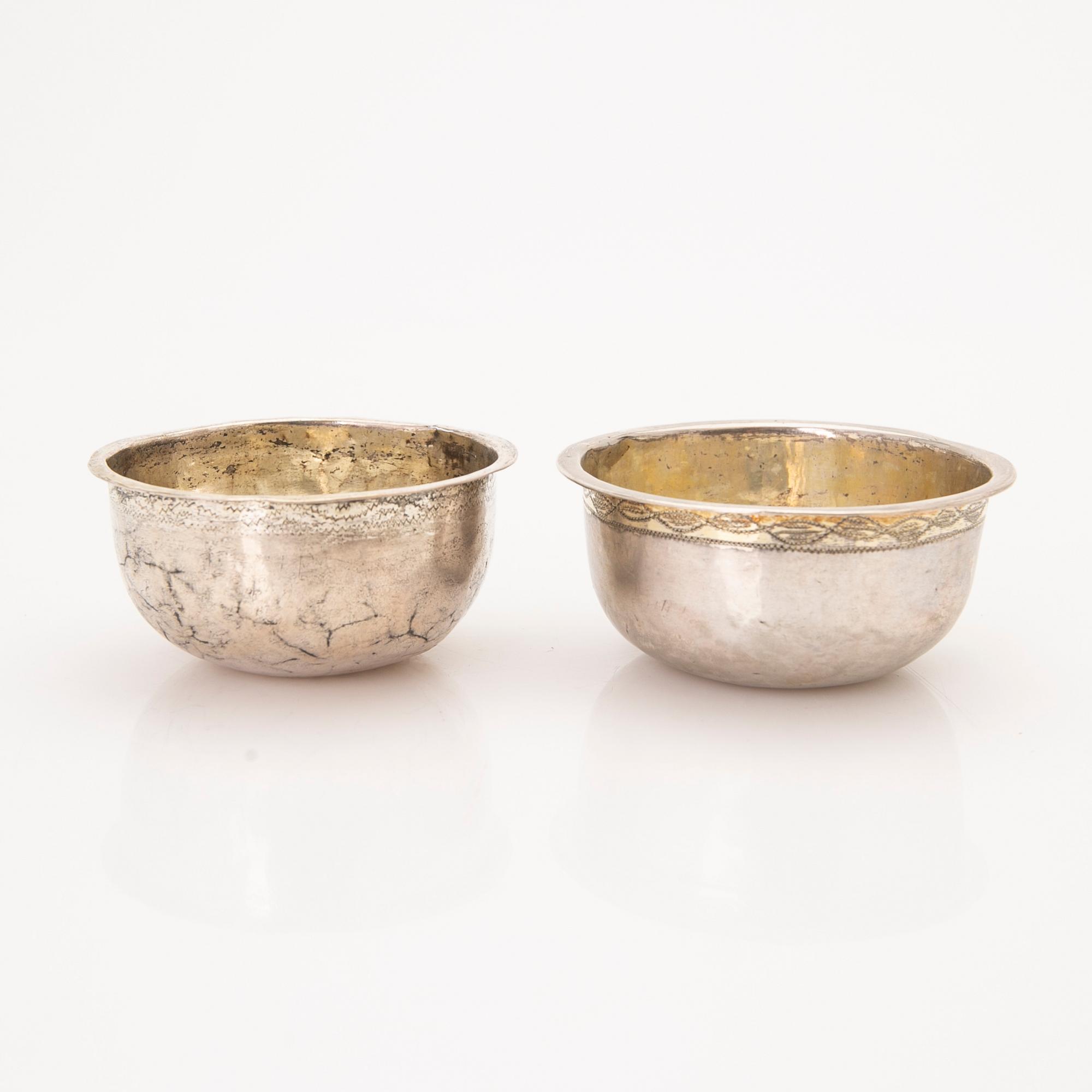 Four beakers, silver, Kristianstad, 18th/19th century.