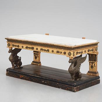 An Empire mirror with console table, attributed to N Frisk (Stockholm 1805-24).