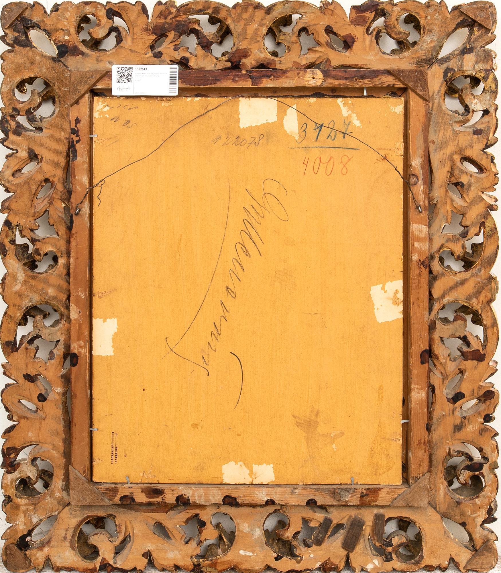 Unknown artist 19th century, Interior with man reading a newspaper.