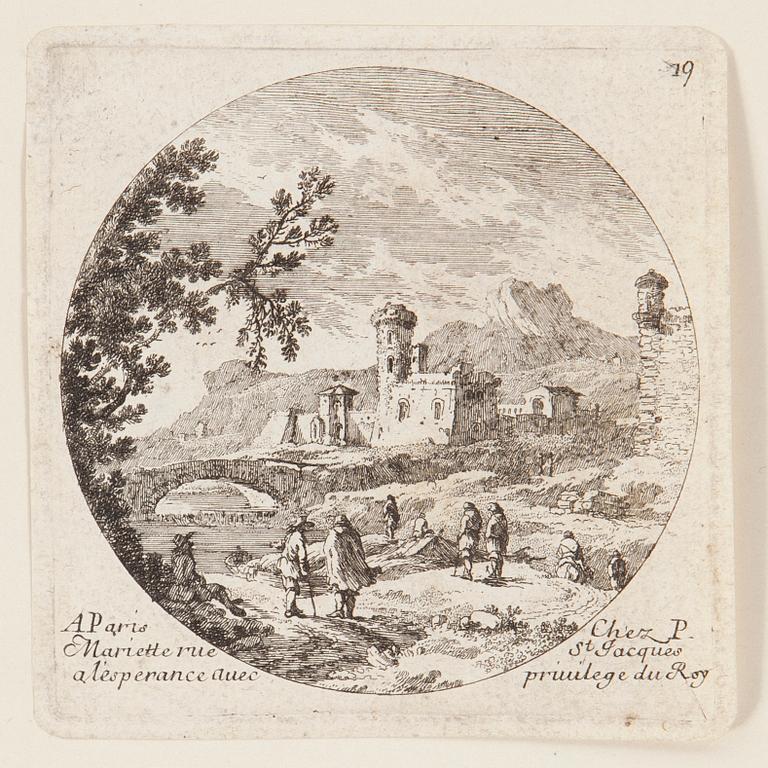 PARTI, grafik, 20 gravyrer, Gabrielle Perelle (1603-1677) och Adam Perelle (1638-1695).