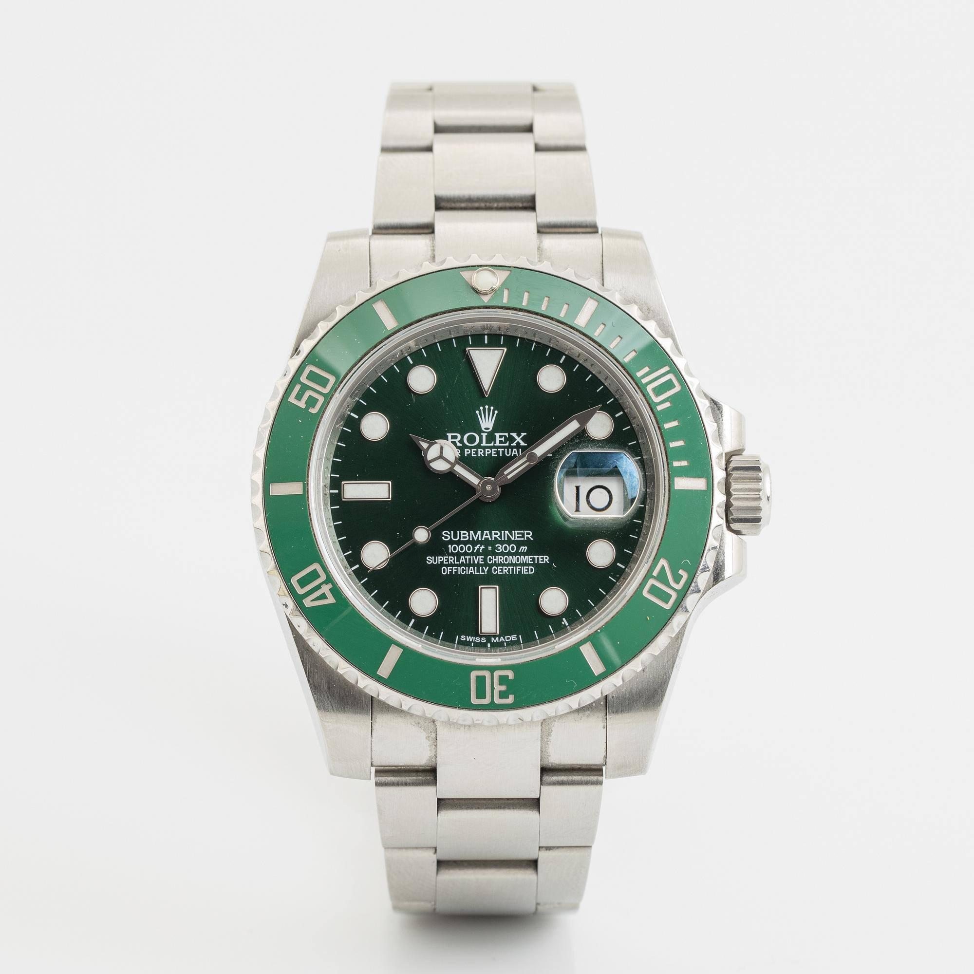 Rolex, Oyster Perpetual Date, Submariner, "Hulk", wristwatch, 40 mm.