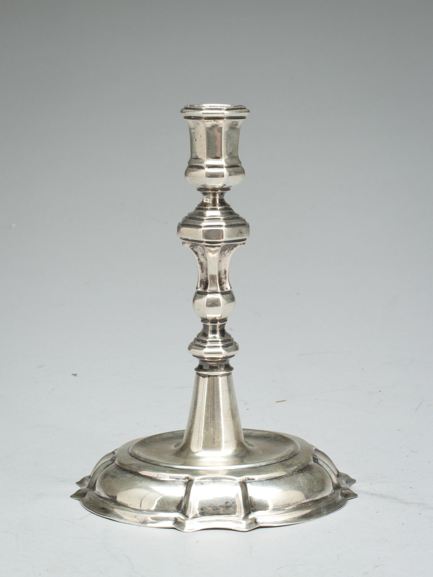 LJUSSTAKE, silver, troligen Tyskland, senbarock, 1700-tal.