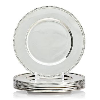 468. Victor Mossberg, a set of twelve silver plates, Stockholm, 1953-55.