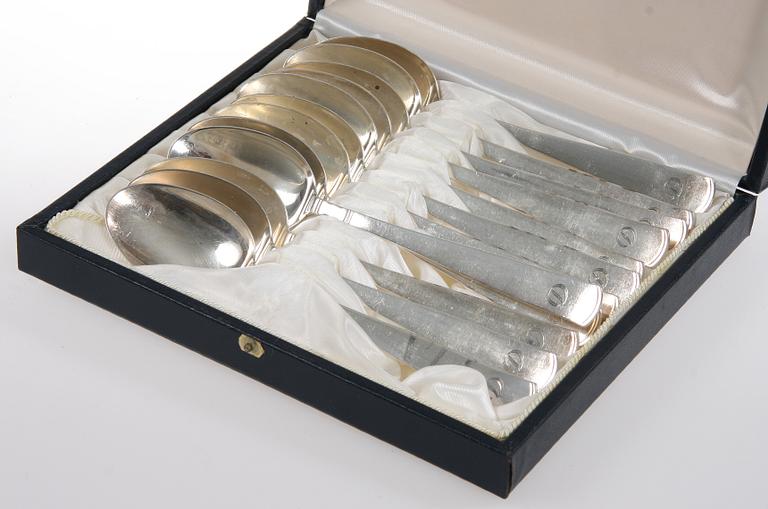 BESTICK, 107 st, silver, "Rosenholm", Jacob Ängman, GAB, 1950-tal.