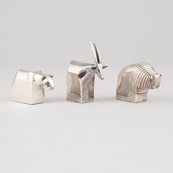 Gunnar Cyrén, figuriner, 3 st, silverpläterad zink, Dansk Designs, Japan.