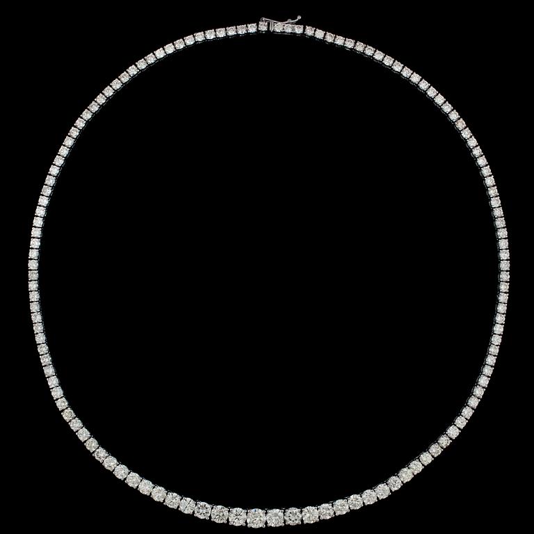 A brilliant cut diamond necklace, 12.35 cts.
