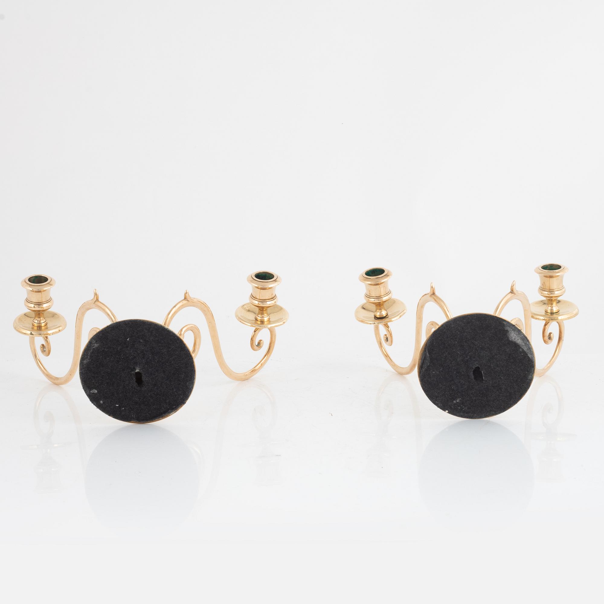 Väggljusstakar, ett par, Gusum, 1900-talets första hälft.