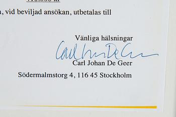 Carl Johan De Geer, lithograph in colours, signed 5/50.