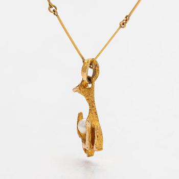 Björn Weckström,  Halsband, "Vid källan", 14K guld, odlad pärla. Lapponia 1969.