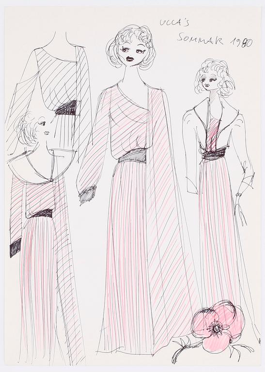 MAX GOLDSTEIN, kostymteckningar, 9 st, flertalet sign o dat 1980.