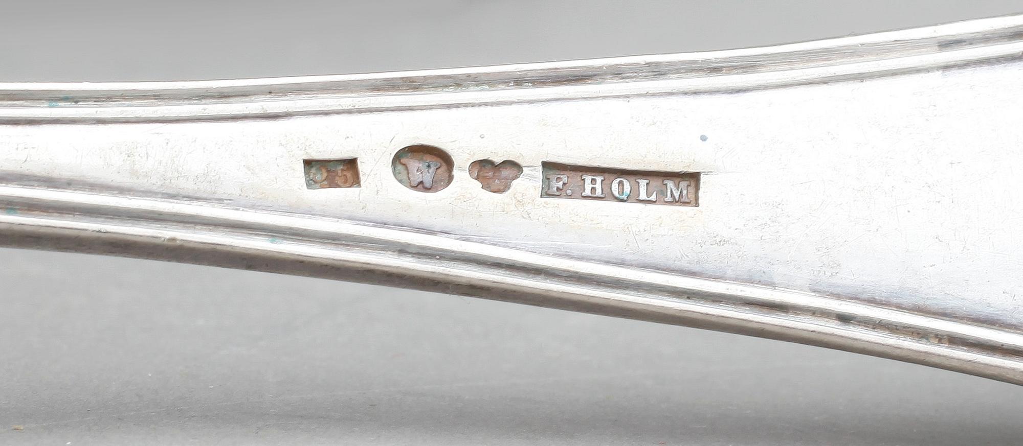 BESTICK, 25 st, silver, "Fransk spets", bland annat Carl Neuendorff dy, Karlskrona, 1846. Vikt ca 418g.