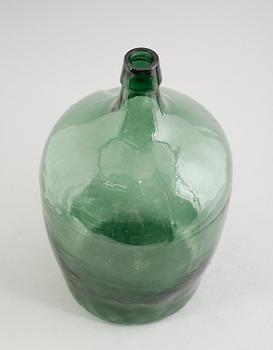 FLASKA, grönt glas, sannolikt 1700-tal.