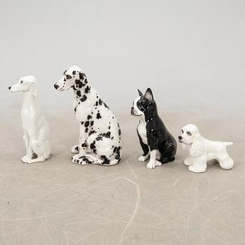 Decorative sculptures 4 pcs Dogs Italy late 20th century porcelain.