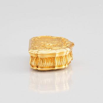 Frantz Bergs, dosa, guld, (verksam i Stockholm 1725-1777) 1700-talets mitt. Rokoko.