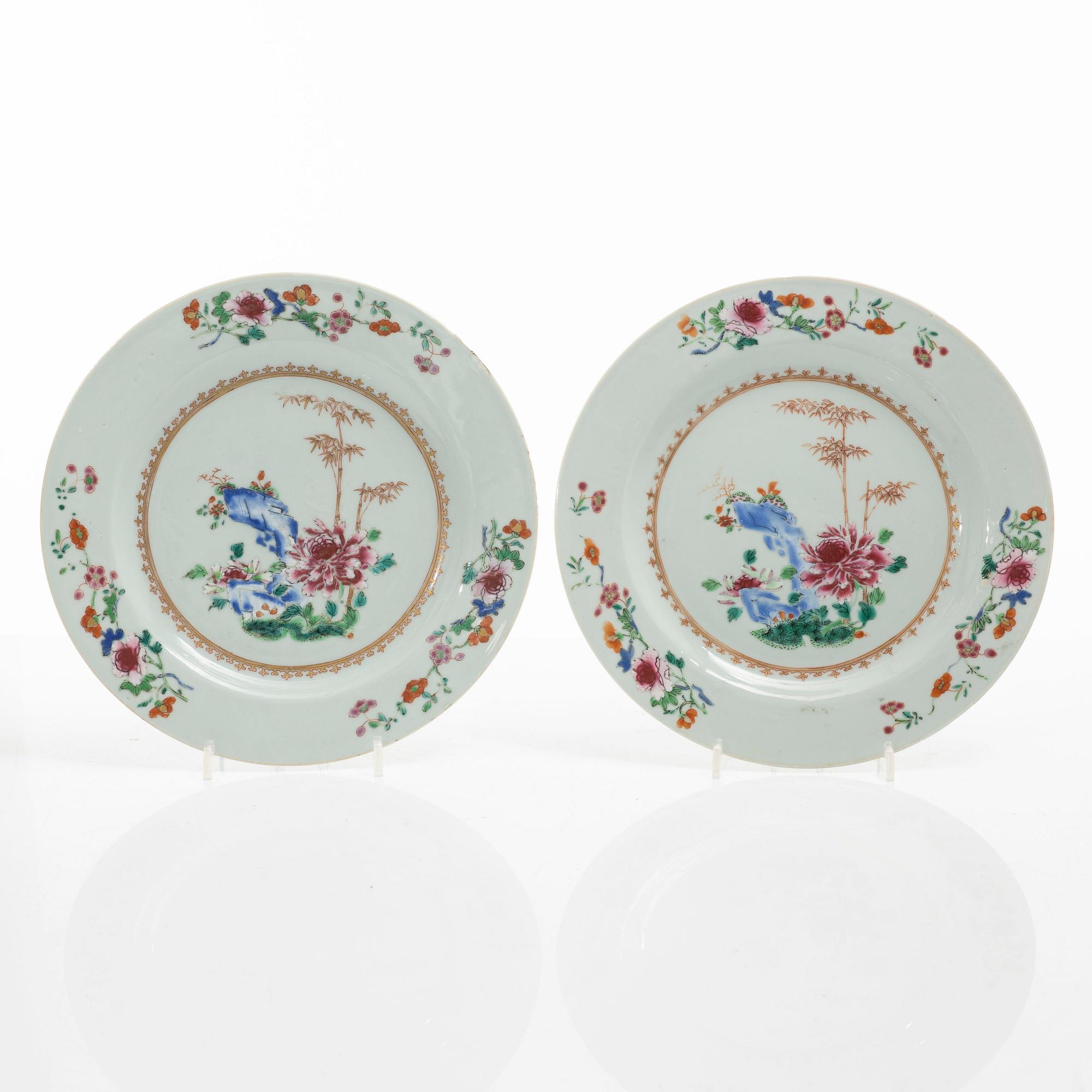 Tallrikar, 15 stycken, porslin, Kina, Qingdynastin, 1700-tal.