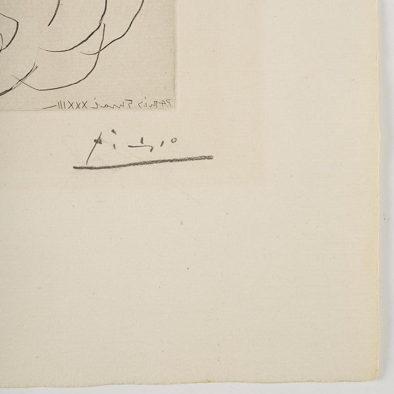 Pablo Picasso, "Femme songeuse et inquiète dans l'atelier de sculpture", from: "La Suite Vollard".