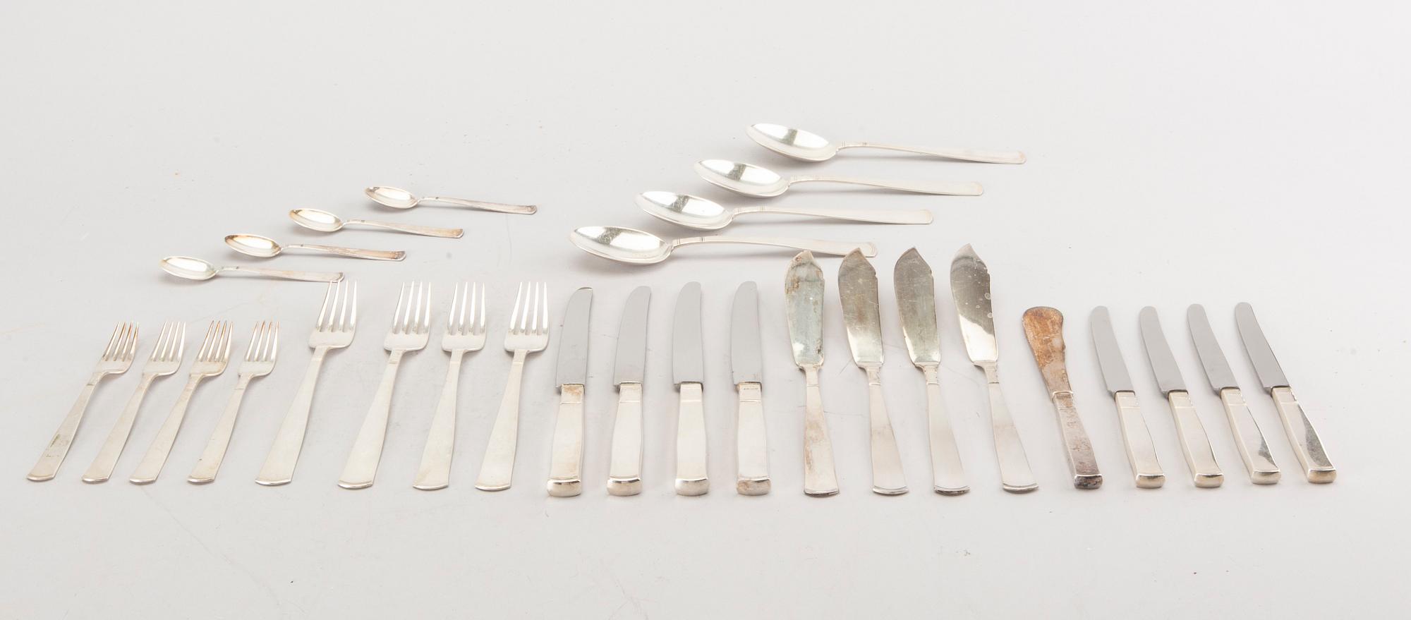 A set of Rosenholm silver cutlery, 108 pieces. Total weight incl. steel blades app. 3200 gram.