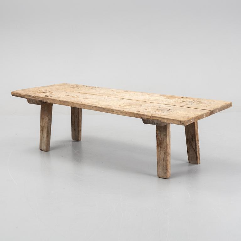 A pine bench, 19th Century.