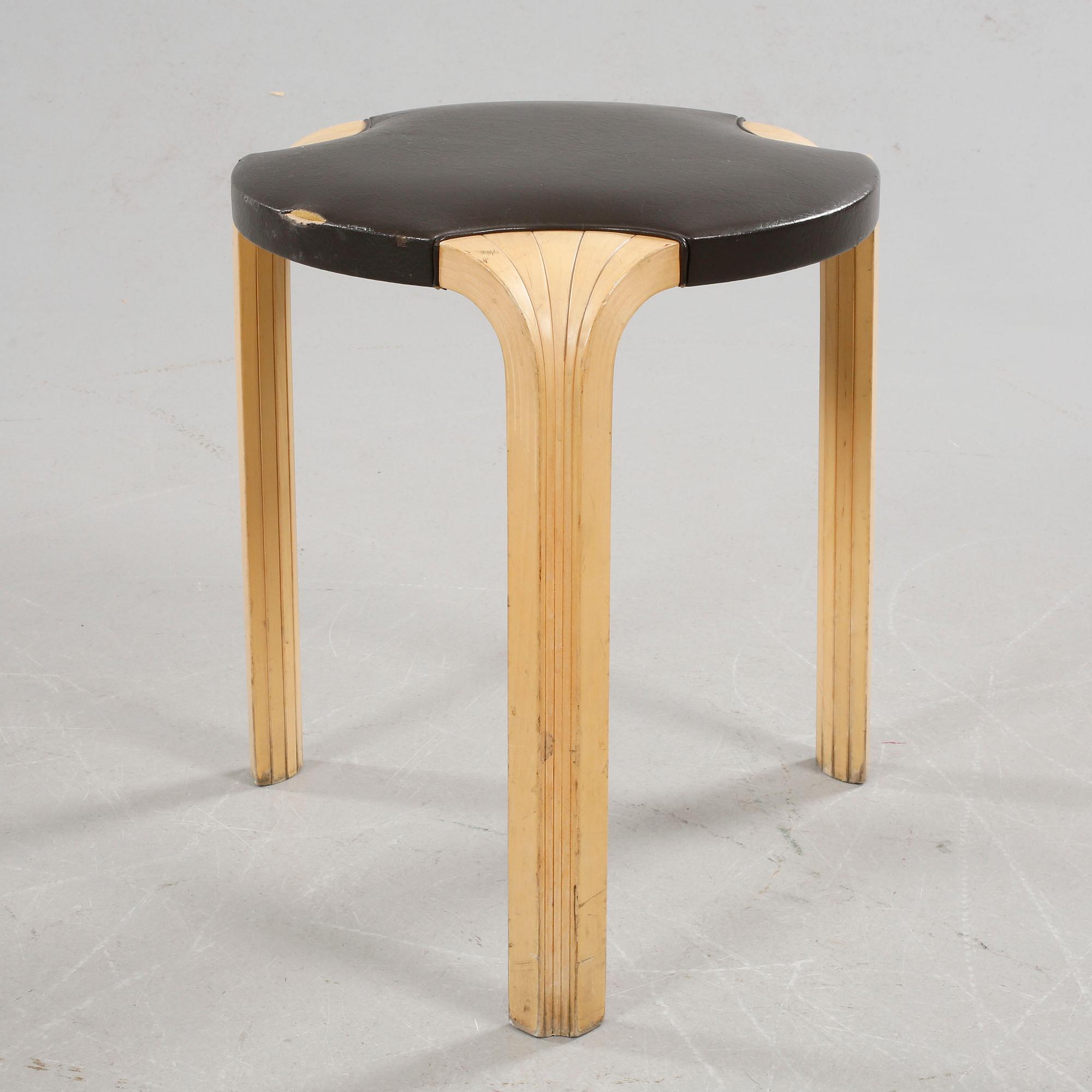 A stool, model X600, designed by Alvar Aalto, probably made by Artek, second half of the 20th century.