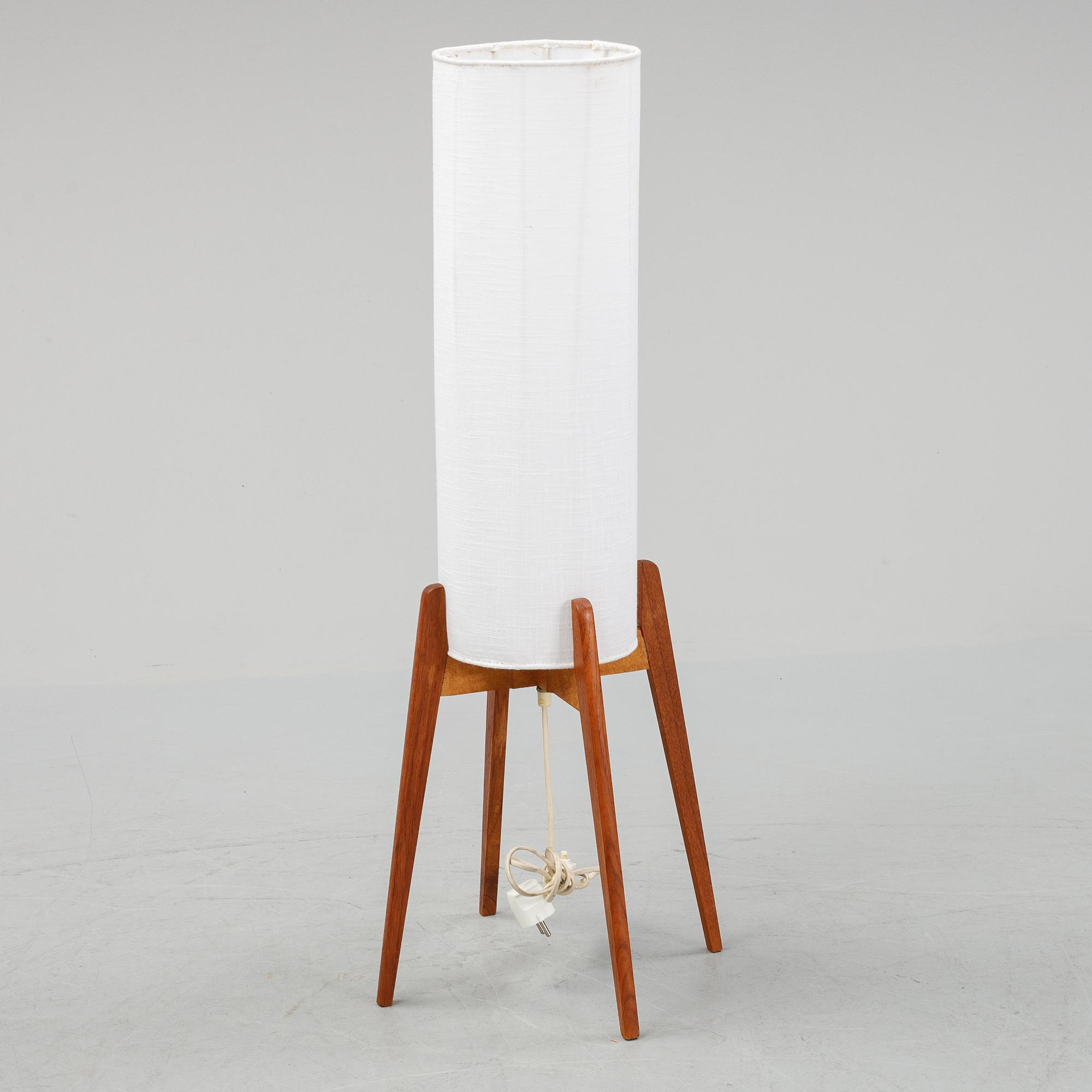 A Swedish teak and oak floor light, 1950's/60's.