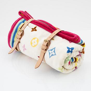 Louis Vuitton, A limited edition special order multicolor monogram beach towel with leather harness.