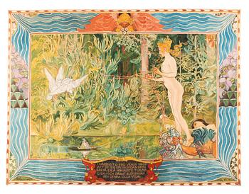 Carl Larsson, a tapestry, "Venus och Tummelisa", tapestry weave, ca 257 x 338 cm, signed C.L.del.1904.