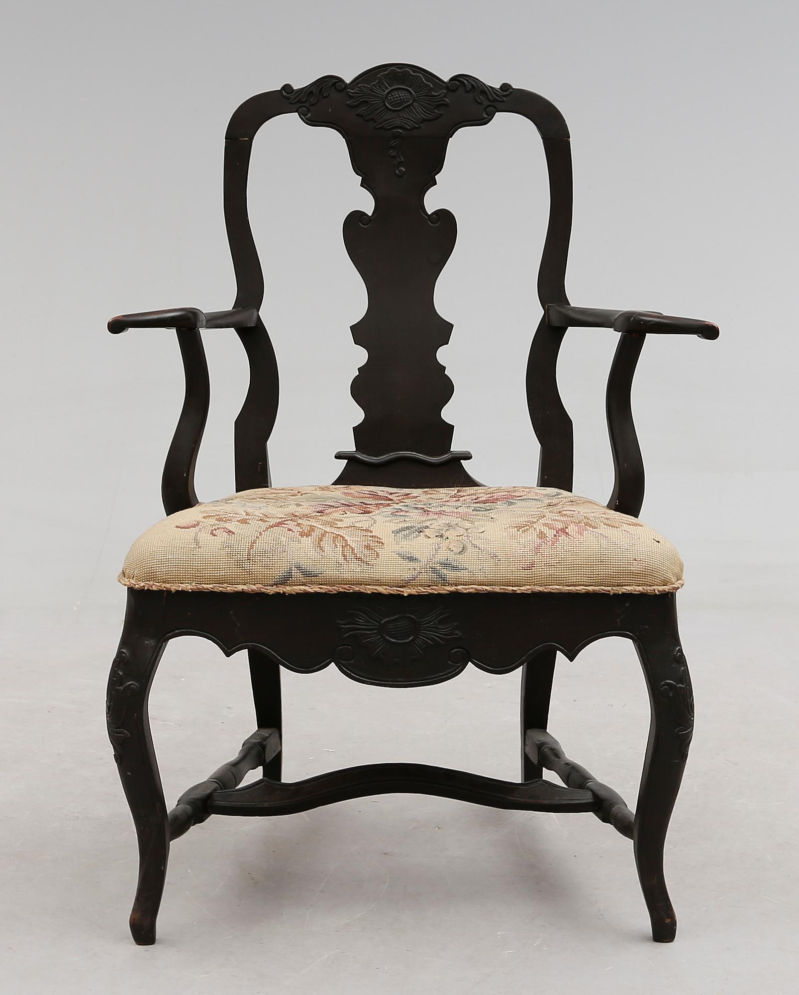 KARMSTOL, senbarockstil, 1800-tal.
