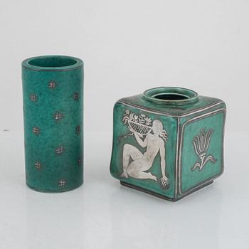 Wilhelm Kåge, two "Argenta" stoneware vases, Gustavsberg, Sweden, 1933.