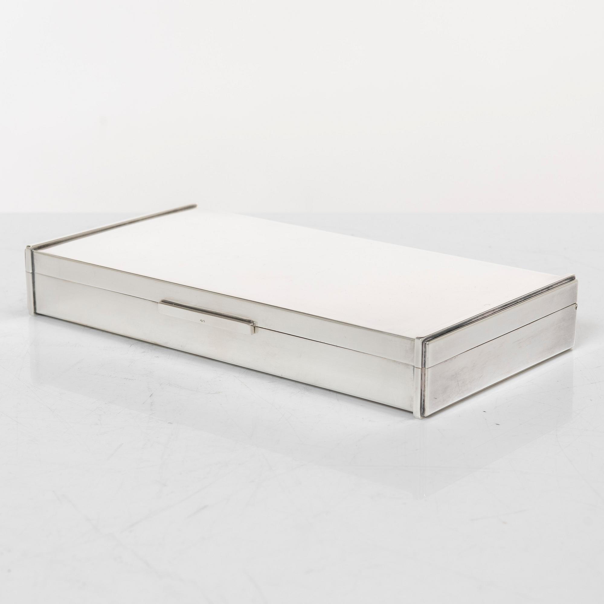 Cigar case, sterling silver, mark FS and with Swedish silver import marks, 20th century.