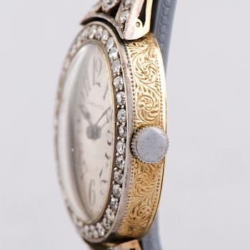 A WRIST WATCH, Borel & fils, old cut diamonds, 14k (56) gold. Bragin Andrey (AБ), St Petersburg, early 20th century.