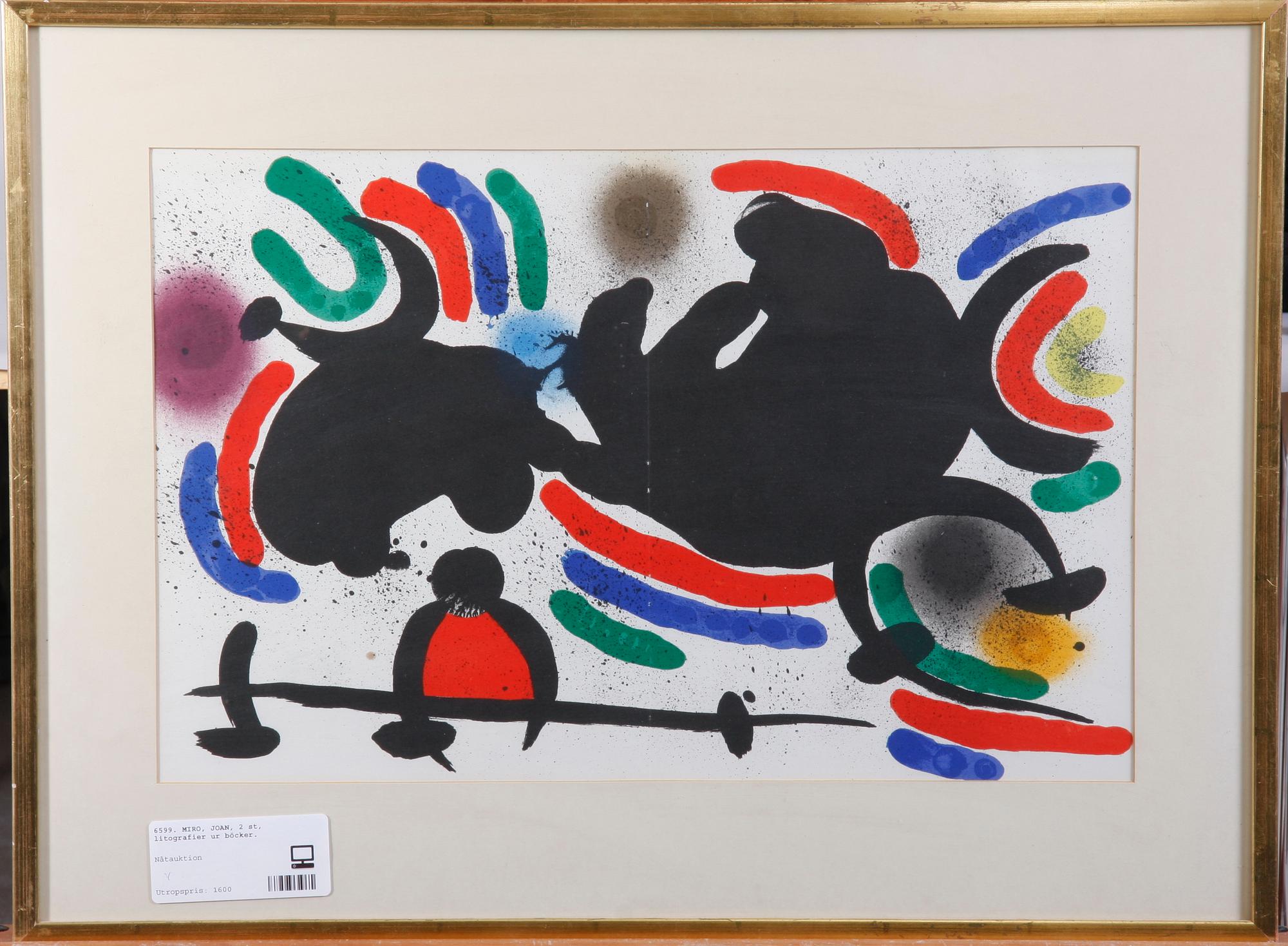 MIRO, JOAN, efter. Litografier, 2 st, ur böcker.