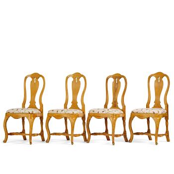 66. A set of four Swedish rococo chairs, Stockholm, later part 18th century.