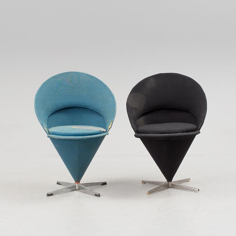 VERNER PANTON, ett par stolar, "Cone-chair". Ca 1960-tal.