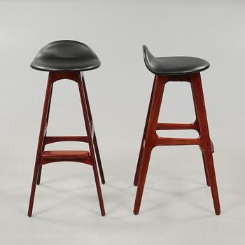 Three "OD61" bar chairs, designed approx 1964 by Erik Buck for Oddense Maskinsnedkeri A-S.