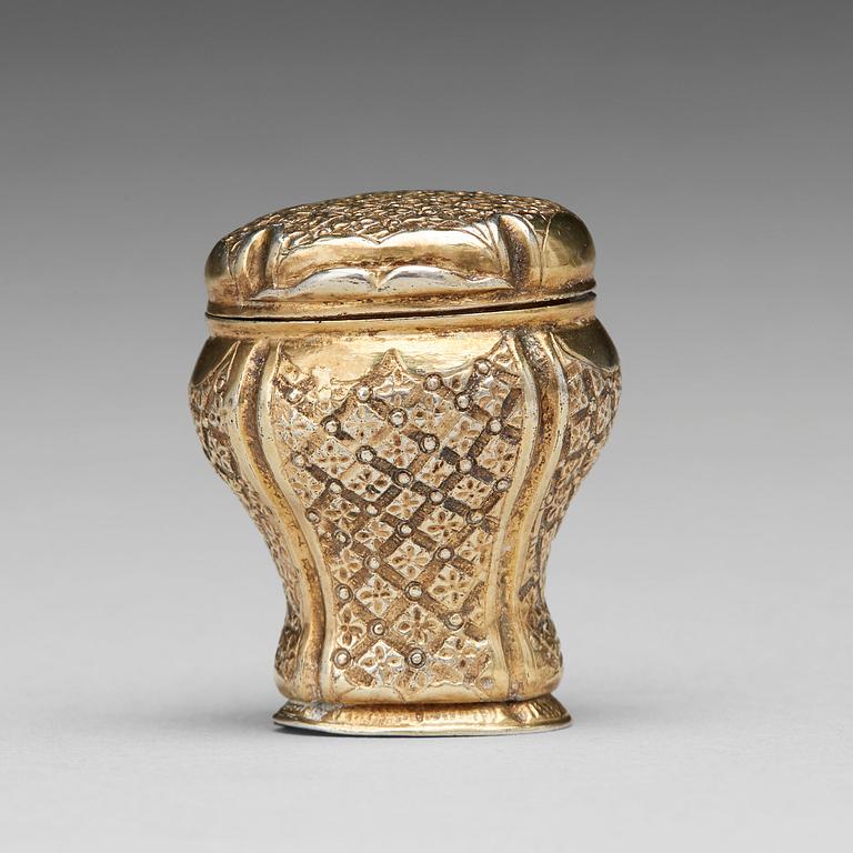 A Swedish Rococo silver-gilt snuff-box, mark of Petter Akerman, Stockholm 1760.