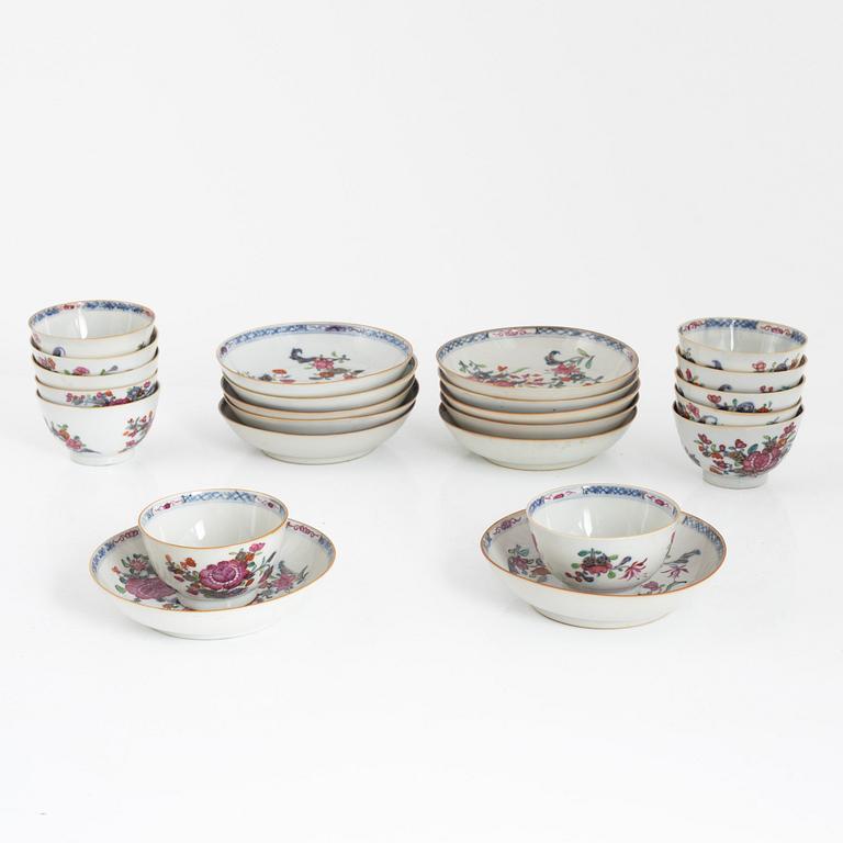 Twelve Chinese famille rose cups on stands, Qing dynasty, Qianlong (1736-95).